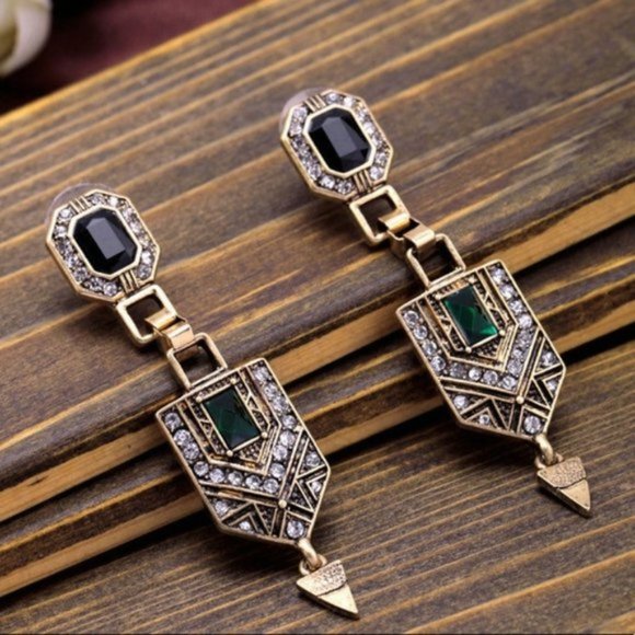 Elegant vintage drop earrings - Picture 3 of 4